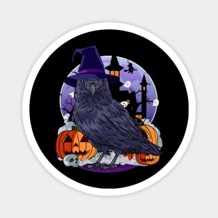 Crow Raven Witch Pumpkin Halloween Magnet
